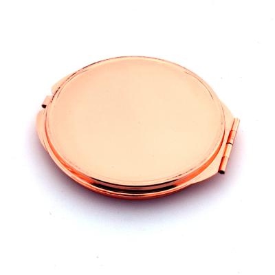 China High Definition Double Sided Design Simple Portable Rose Gold Vintage Metal Plated Hand Mirror for sale