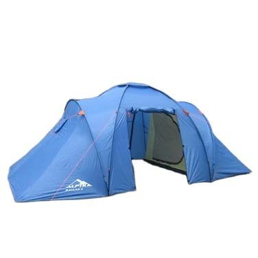 China Extended type large blue luxury 6 person family camping tent with two rooms for self-propelled travel for sale