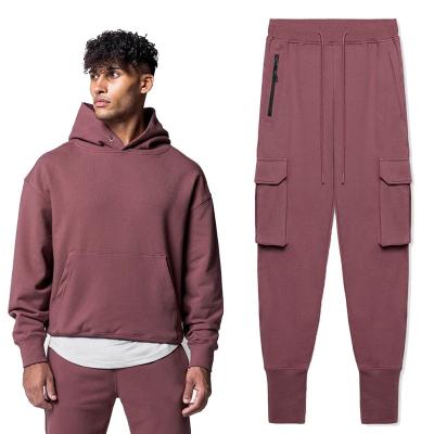 China EH-006 Anti-wrinkle cotton heavy hoodies no string 2 piece sweatpants and hoodie set french terry jogger set for sale