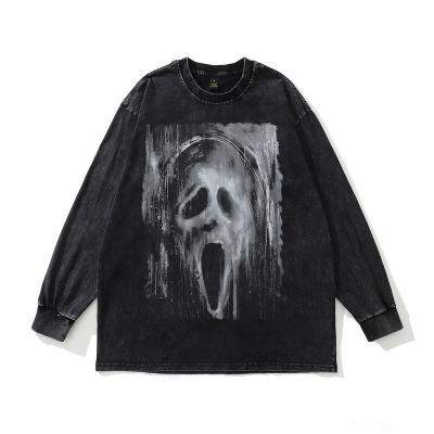 China ESW-002 Custom Heavy Wash Cotton Sweatshirt Unisex 100% Acid Wash Mens Crewneck Sweatshirts for sale