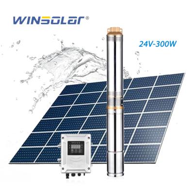 China DC 24v 300w irrigation and agriculture WINSOLAR 3 inch solar deep well water pump for agriculture for sale