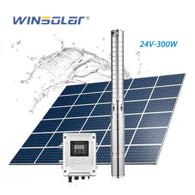 China DC 24v 300w impeller water pumping machine solar well pump system for agriculture irrigation for sale