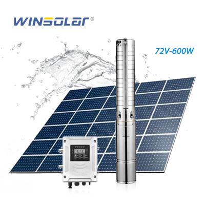 China Agriculture Irrigation WINSOLAR DC 72v 600w 4inch Deep Well Tube Solar Water Pump For Irrigation for sale