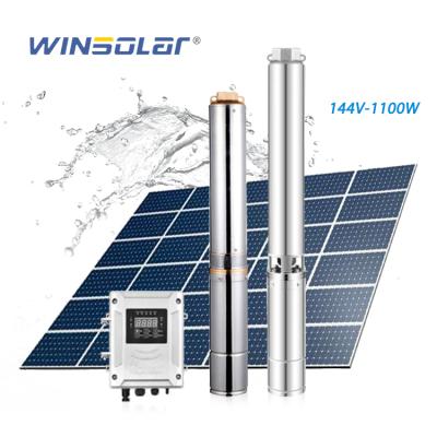 China Plastic Agriculture Irrigation WINSOLAR 4 Inch 1100w Impeller Solar Panel Water Well Pump For Big Farm for sale