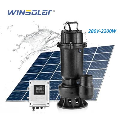 China DC 2200w Submersible Water Pump Kit Agriculture Irrigation WINSOLAR Solar Pump System Large Flow Price for sale