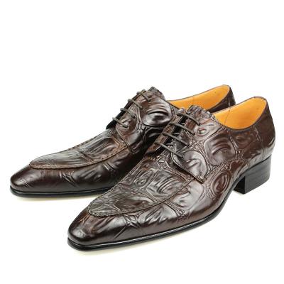 China Luxury Derby Shoes Printed For Man Alligator Printing Business Casual Office Formal Shoe Fashion Modern Style for sale