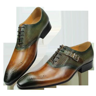 China Genuine Leather Fashion Exquisite Buckle Handmade Business Casual Shoes Breathable Male Brogue Dress Custom Made Model Wedding for sale