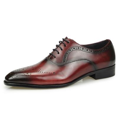 China Breathable Men Leather Trim Shoes With Rubber Sole Customize Comfortable High Quality Stylish Black Wine Red Business Brogues for sale