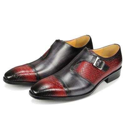 China Gray-Red Genuine Leather Loafers Loafers Factory Shop Local Men's Casual Shoes Anti-slippery Wholesale And Retail for sale