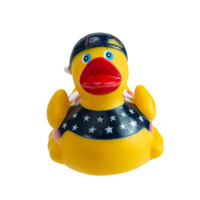 China Bath Toy Soft Eco-friendly material Best Sell Air Force Rubber Duck Weighted Floating Upright Rubber Duck Bath Toy Yellow Rubber Duck for sale