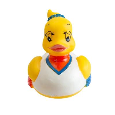 China Wholesale Cheerleader Rubber Duck Vinyl Animal Bath Toy Yellow Rubber Duck Best Selling Toy High Quality Cute Shape Bath Toy for sale