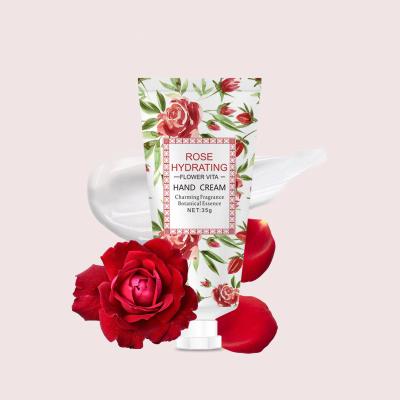 China Portable Private Label Anti Aging Beauty Moving Rose Moisturizer For Dry Cracked Skin Whitening Best Organic Hand Cream for sale