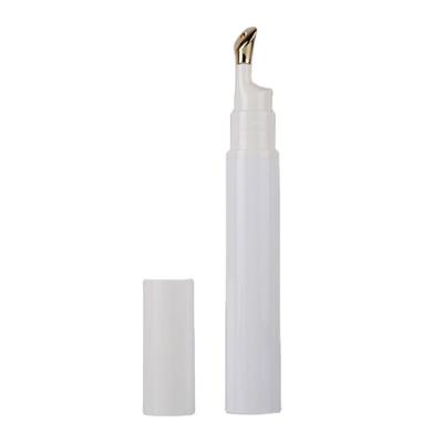 China 8ml 15ml Eye Cream Gel Cosmetic Luxury Plastic Flat Applicator Container Airless Bottle With Metal Tip Head for sale