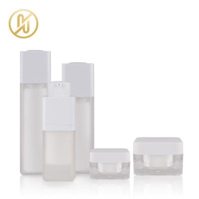 China Luxury Plastic Acrylic Cosmetic Empty Square Serum Bottles And Jars for sale