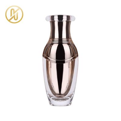 China Gold Skin Care Body Lotion Bottle 15ml 30ml 50ml 100ml Cosmetic Pump Bottle With Lid for sale