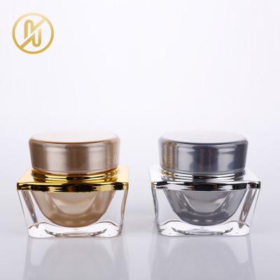 China Beautiful 3g 5g 15g 20g 30g 50g Square Plastic Packaging Cosmetic Container Square Acrylic Jar For Cream for sale