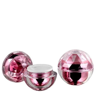 China Empty Luxury Cosmetic Jars 15g 30g 50g Pink Ball Shape Skin Cream Containers for sale