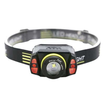 China Super Bright Sensor LED Headlight Lens Durapower Camping Zoomable Rechargeable Led Headlamp With Red Flashing Light for sale