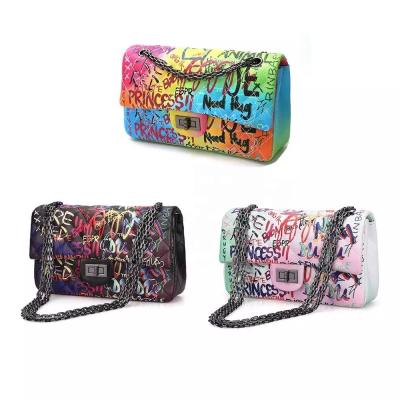 China 2020I lady china factory product graffiti lady purse printed woman handbags different colors in stock for sale