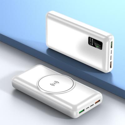 China QC 3.0 Portable Quick Charging Power Bank 20000mAh 20W Magnetic Wireless Palladium Power Bank Support 15W Charging for sale