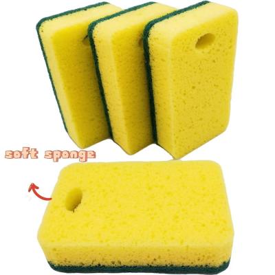 China Sustainable Lightweight Kitchen Scrub Sponge Dish Wash Sponge Cleaning Scouring Pad With Polyester&PU for sale