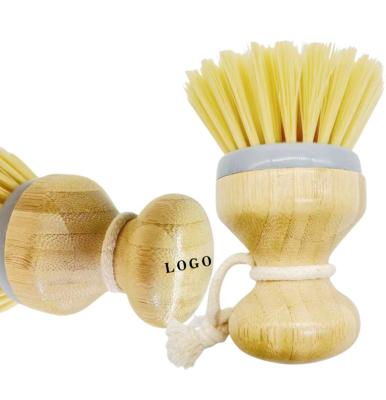 China Durable Comfortable Handle Dish Scrub Brush With Bamboo Handle Pots Pans Kitchen Sink Cleaning Brush for sale