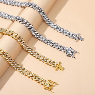 China Hiphop European and American Style Full Rhinestone 9mm Cuban Link Necklace Men Jewelry for sale