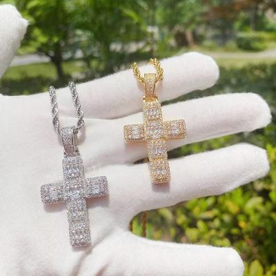 China Vintage European and American Zircon Christian AAA Fashion Style Cross Necklace Men's Chains Necklace Jewelry for sale