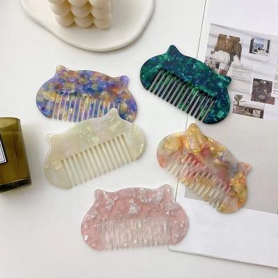 China Soft Custom Cat Hair Comb Acetate Cute Cellulose Acetate Hair Comb Premium Pet Shape Cute Pocket Comb for sale