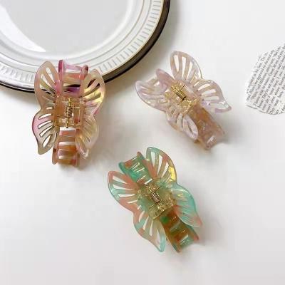 China 2022 Summer New Arrival Hair Claw Acetate Hair Claw Clips Customized Butterfly Decor Hair Claw Clips For Thick Hair for sale