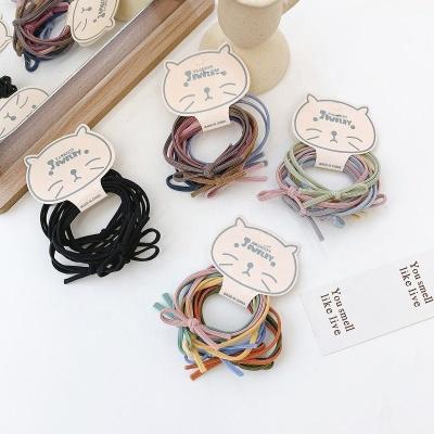 China Wholesale Soft Mix Color Good Elastic Teenage Tie Hair Set High Quality 6pcs Per Set Girls Hair Ties for sale