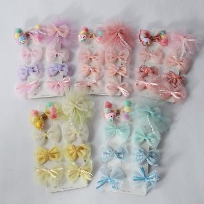 China Fashion Sweet 8pcs Decoration Factory Directly Set Korean Boutique Wholesale Mini Hair Bow Clip Hairpins For Kids for sale