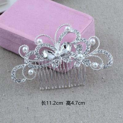 China Wedding Accessories Silver Color Pearl Crystal Bridal Flower Headpiece Women Bride Hair Ornaments Jewelry Wedding Hair Comb Hair Accessories for sale