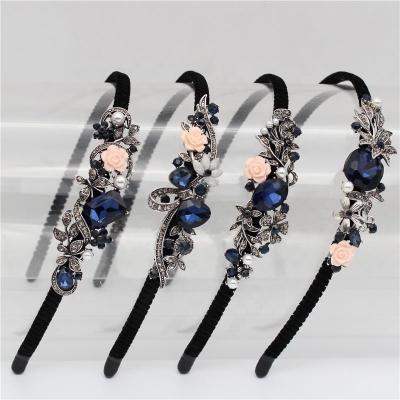 China Wedding Accessories Korean Style Vintage Costume Jewelry Hairband Women Rhinestone Bow Headband For Women For Your Hair for sale