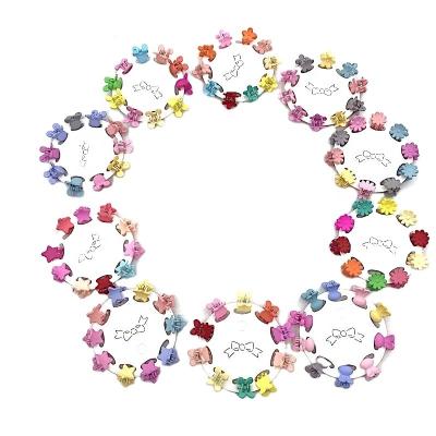 China Super Matte Plastic Animal Hair Accessories Mini Flower Hair Clamps Claw Kids Cute Candy Color Clip Sets For Girls for sale