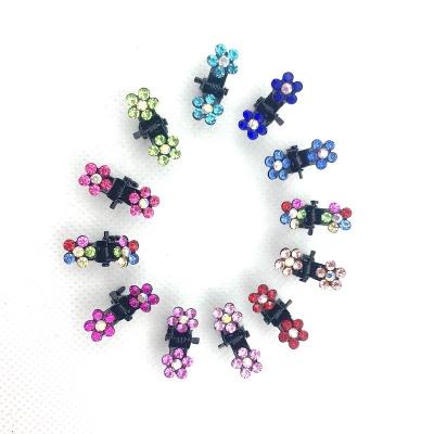 China Popular Rhinestone Metal Small Flower and Butterfly Shape Hair Claw Cut Girls Crystal Bridal Hair Pins Bling Barrette Accessories for sale