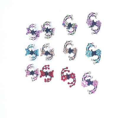 China Sweet Novelty Mini Crystal Butterfly Hair Clips Claw Little Girl Rhinestone Flower Metal Hair Barrettes Accessories For Kids for sale