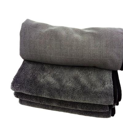 China 700 Gsm Wholesale QUICK DRY 60x90cm China Gray Auto Detailing Premium Large Single Side Twisted Loop Twist Microfiber Drying Towel For Car for sale