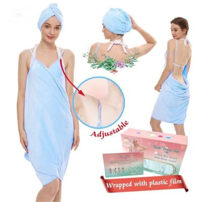 China High Quality Sexy QUICK DRY Bath Robe Women Microfiber Bathrobe Wearable Towel for sale