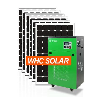 China WHC SOLAR Home Solar Generator 2400 Solar Power System All In One Solar Panel With Battery And Inverter Solar Power Panel Generator for sale