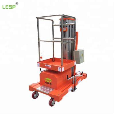 China low noise electric hydraulic single mast lifting platform,singel-mast lift aluminum aerial platform hydraulic lifts for sale