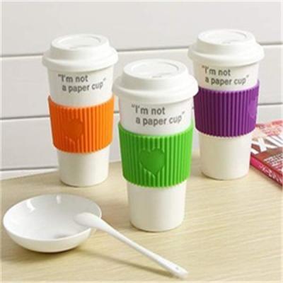 China ceramic coffee cup with silicone Lid covers with custom logos for promotion for sale