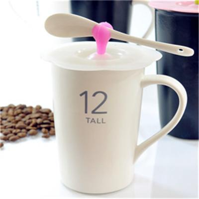 China ceramic  cup with  Lid 、handle& spoon with custom logos for promotion for sale