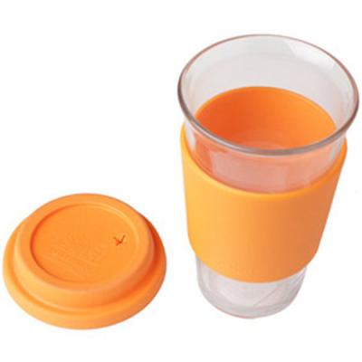 China new designed fashion glass cup wit silicone lip covers &covers around with custom logos for sale