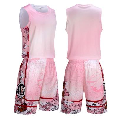 China Women's Breathable Basketball Uniform Training Youth Basketball Uniform Design Pink Basketball Uniform for sale