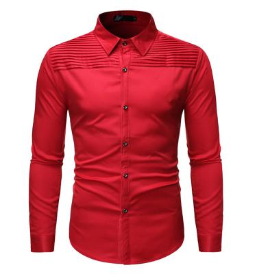 China OEM anti-pilling men's shirts long sleeves stand up collar red dress shirts for men for sale