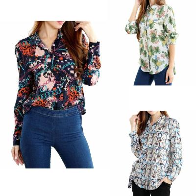 China Anti-pilling 2020 hot sale floral print blouses shirts full women shirts regular fit long sleeve shirts for ladies for sale