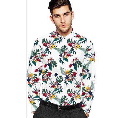 China Anti-pilling men's shirts sheath printed male business casual long to shape formal shirts for sale