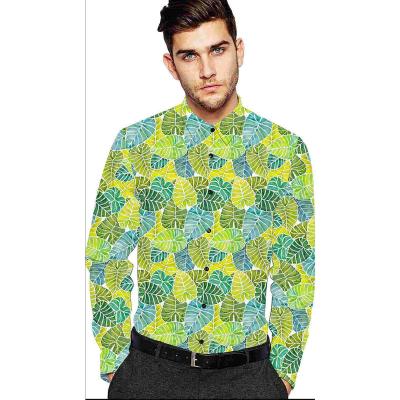 China New Men's Anti-pilling Spring Plus Size Plum Blossom Print Long Sleeve Shirt for sale