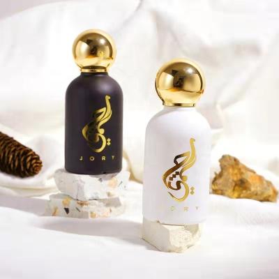 China Luxury Design 50ml 100ml White Gold Color Men Women Gold Metal Cap Empty Luxury Glass Perfume Bottle for sale